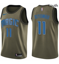 Youth Nike Orlando Magic 11 Bismack Biyombo Swingman Green Salute to Service NBA Jersey