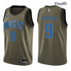 Youth Nike Orlando Magic 9 Nikola Vucevic Swingman Green Salute to Service NBA Jersey