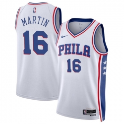 Men Philadelphia 76ers 16 Caleb Martin White Association Edition Stitched Jersey