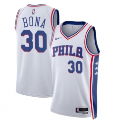 Men Philadelphia 76ers 30 Adam Bona White 2024 Draft Association Edition Stitched Jersey