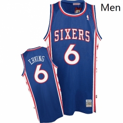 Mens Mitchell and Ness Philadelphia 76ers 6 Julius Erving Swingman Blue Throwback NBA Jersey