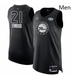 Mens Nike Jordan Philadelphia 76ers 21 Joel Embiid Authentic Black 2018 All Star Game NBA Jersey