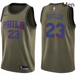 Mens Nike Philadelphia 76ers 23 Jimmy Butler Swingman Green Salute to Service NBA Jersey 