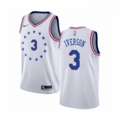 Mens Nike Philadelphia 76ers 3 Allen Iverson White Swingman Jersey Earned Edition