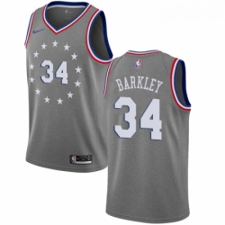 Mens Nike Philadelphia 76ers 34 Charles Barkley Swingman Gray NBA Jersey City Edition