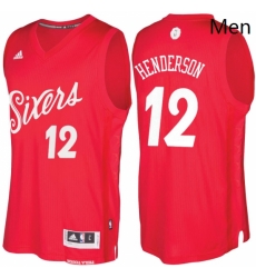 Mens Philadelphia 76ers 12 Gerald Henderson Red 2016 2017 Christmas Day NBA Swingman Jersey 