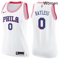 Womens Nike Philadelphia 76ers 0 Jerryd Bayless Swingman WhitePink Fashion NBA Jersey