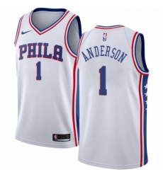 Womens Nike Philadelphia 76ers 1 Justin Anderson Authentic White Home NBA Jersey Association Edition