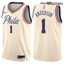 Womens Nike Philadelphia 76ers 1 Justin Anderson Swingman Cream NBA Jersey City Edition