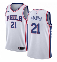 Womens Nike Philadelphia 76ers 21 Joel Embiid Swingman White Home NBA Jersey Association Edition