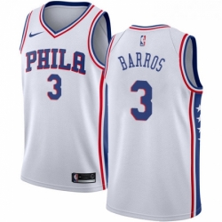 Womens Nike Philadelphia 76ers 3 Dana Barros Authentic White Home NBA Jersey Association Edition