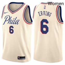 Womens Nike Philadelphia 76ers 6 Julius Erving Swingman Cream NBA Jersey City Edition