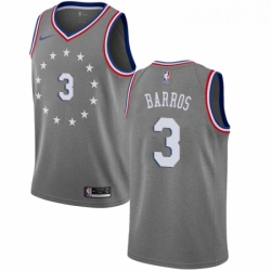 Youth Nike Philadelphia 76ers 3 Dana Barros Swingman Gray NBA Jersey City Edition