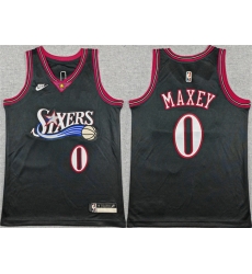Youth Philadelphia 76ers 0 Tyrese Maxey Black 2025 26 Classic Edition Stitched Jersey