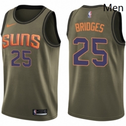 Mens Nike Phoenix Suns 25 Mikal Bridges Swingman Green Salute to Service NBA Jersey 