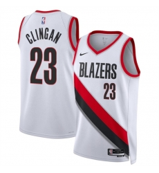 Men Portland Trail Blazers 23 Donovan Clingan White 2024 Draft Association Edition Stitched Basketball Jersey