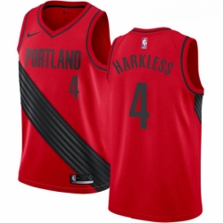 Mens Nike Portland Trail Blazers 4 Moe Harkless Swingman Red Alternate NBA Jersey Statement Edition 