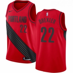 Womens Nike Portland Trail Blazers 22 Clyde Drexler Swingman Red Alternate NBA Jersey Statement Edition 