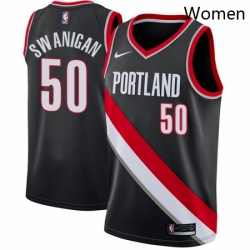 Womens Nike Portland Trail Blazers 50 Caleb Swanigan Swingman Black Road NBA Jersey Icon Edition 