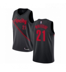 Womens Portland Trail Blazers 21 Hassan Whiteside Swingman Black Basketball Jersey 2018 19 City Edition 