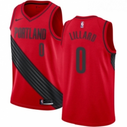 Youth Nike Portland Trail Blazers 0 Damian Lillard Authentic Red Alternate NBA Jersey Statement Edition