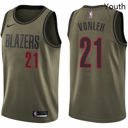 Youth Nike Portland Trail Blazers 21 Noah Vonleh Swingman Green Salute to Service NBA Jersey