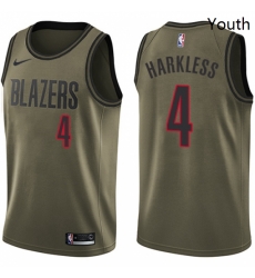 Youth Nike Portland Trail Blazers 4 Moe Harkless Swingman Green Salute to Service NBA Jersey 