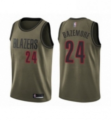 Youth Portland Trail Blazers 24 Kent Bazemore Swingman Green Salute to Service Basketball Jersey 