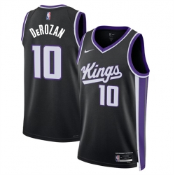 Men Sacramento Kings 10 DeMar DeRozan Black Icon Edition Swingman Stitched Basketball Jersey