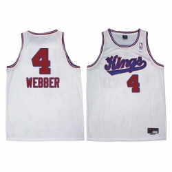 Mens Adidas Sacramento Kings 4 Chris Webber Authentic White New Throwback NBA Jersey