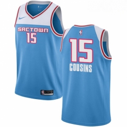 Mens Nike Sacramento Kings 15 DeMarcus Cousins Swingman Blue NBA Jersey 2018 19 City Edition