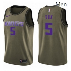 Mens Nike Sacramento Kings 5 DeAaron Fox Swingman Green Salute to Service NBA Jersey 