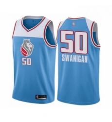 Womens Sacramento Kings 50 Caleb Swanigan Swingman Blue Basketball Jersey City Edition 