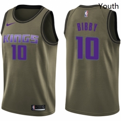 Youth Nike Sacramento Kings 10 Mike Bibby Swingman Green Salute to Service NBA Jersey