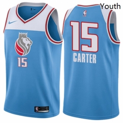 Youth Nike Sacramento Kings 15 Vince Carter Swingman Blue NBA Jersey City Edition 