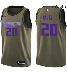 Youth Nike Sacramento Kings 20 Harry Giles Swingman Green Salute to Service NBA Jersey 