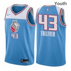 Youth Nike Sacramento Kings 43 Anthony Tolliver Swingman Blue NBA Jersey City Edition
