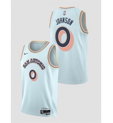 Men San Antonio Spurs 0 Keldon Johnson Light Blue 2024 25 City Edition Stitched Basketball Jersey