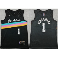 Men San Antonio Spurs 1 Victor Wembanyama Black 2025 26 City Edition Stitched Basketball Jersey
