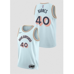 Men San Antonio Spurs 40 Harrison Barnes Light Blue 2024 25 City Edition Stitched Basketball Jersey