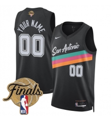 Men San Antonio Spurs Active Player Custom Black 2026 Finals Patch City Edition Stitched Basketball Jersey