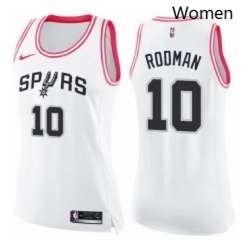 Womens Nike San Antonio Spurs 10 Dennis Rodman Swingman WhitePink Fashion NBA Jersey