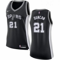 Womens Nike San Antonio Spurs 21 Tim Duncan Authentic Black Road NBA Jersey Icon Edition
