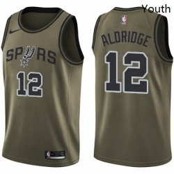 Youth Nike San Antonio Spurs 12 LaMarcus Aldridge Swingman Green Salute to Service NBA Jersey