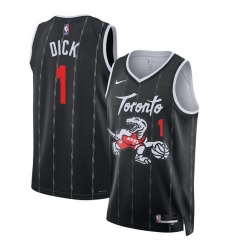 Men Toronto Raptors 1 Gradey Dick Black 2025 26 City Edition Stitched Basketball Jersey