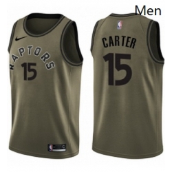 Mens Nike Toronto Raptors 15 Vince Carter Swingman Green Salute to Service NBA Jersey