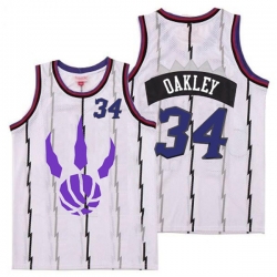 Raptors 34 Charles Oakley White Logo Retro Jersey 5