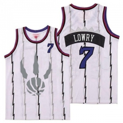 Raptors 7 Kyle Lowry White Gray Logo Retro Jersey 6