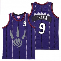 Raptors 9 Serge Ibaka Purple Gray Logo Retro Jersey 7