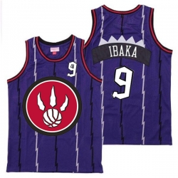 Raptors 9 Serge Ibaka Purple Red Big Logo Retro Jersey 5